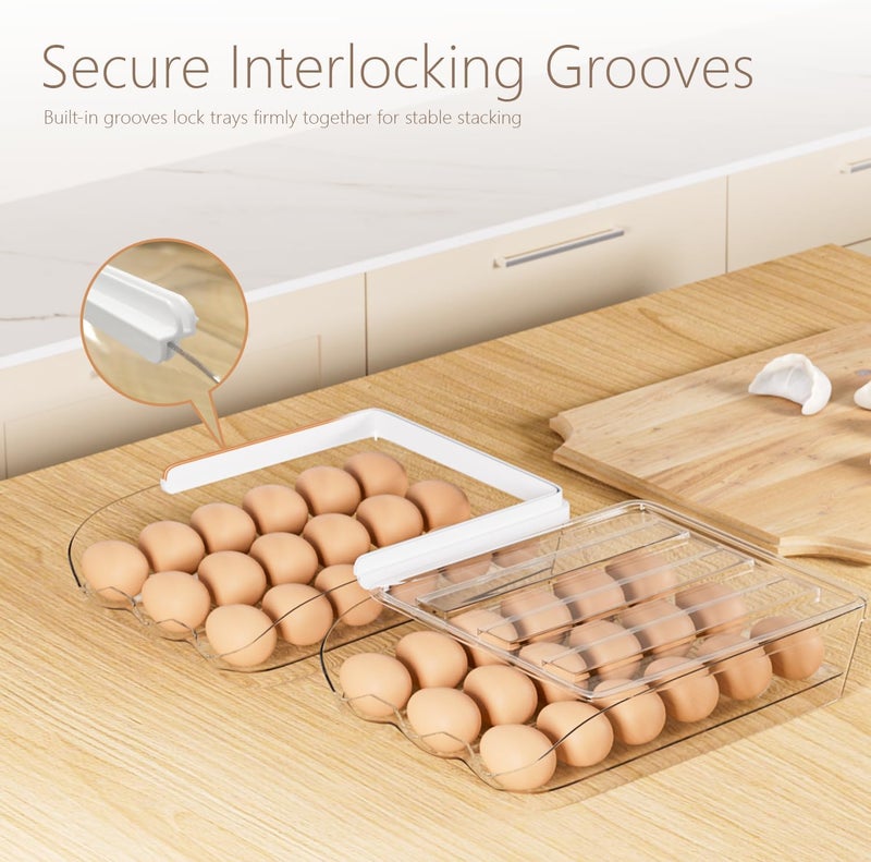 Proarea Egg Holder for Fridge 16 Capacity Automatic Rolling Egg Organizer for Refrigerator, Clear Stackable Container for Kitchen or Pantry Storage 1 Pack - Image 4